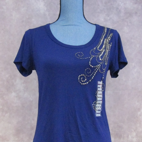 Beaded Blue Nouveau T-shirt for Women main image 1
